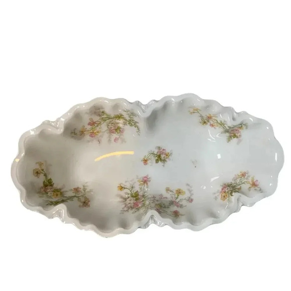 Vintage Antique Haviland France Haviland & Co Limoges Small Oval Trey Gold Trim - Picture 9 of 9